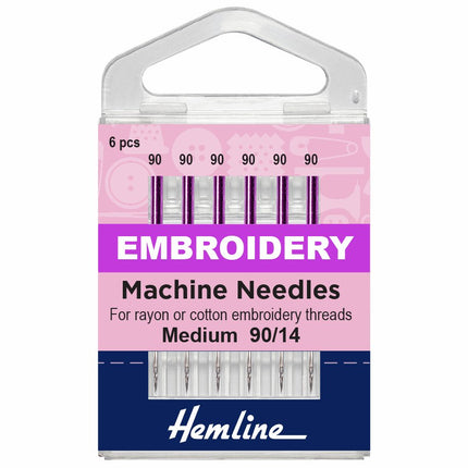 Hemline Embroidery Machine Needles - Medium - 90/14 - H108.90
