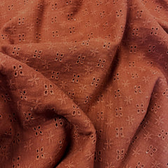 Double Gauze Bambino Embroidered Cotton - Rust - Hollies Haberdashery UK