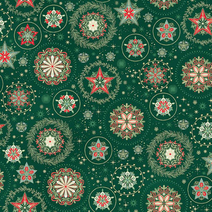 Makower Good Tidings | Lot de 24 coupons de tissu « Fat Quarter » spécial Noël