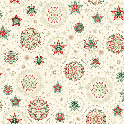 Makower Good Tidings | Snow Crystal | Cream