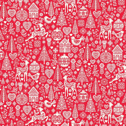 Makower Scandi 25 | Christmas Fat Quarter Pack Red (6)