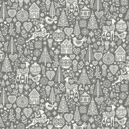 Makower Scandi 25 | Christmas Fat Quarter Pack Grey (6)