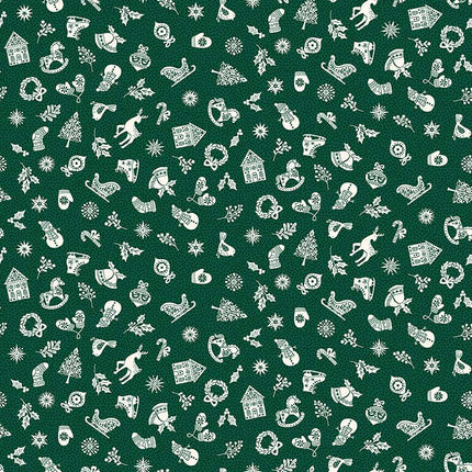 Makower Scandi 25 | Christmas Fat Quarter Pack Green (6)