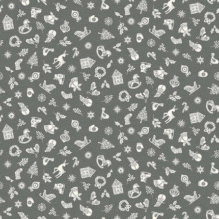 Makower Scandi 25 | Christmas Fat Quarter Pack Grey (6)