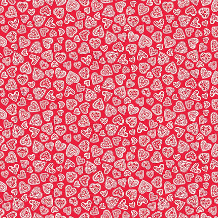 Makower Scandi 25 | Hearts | Red