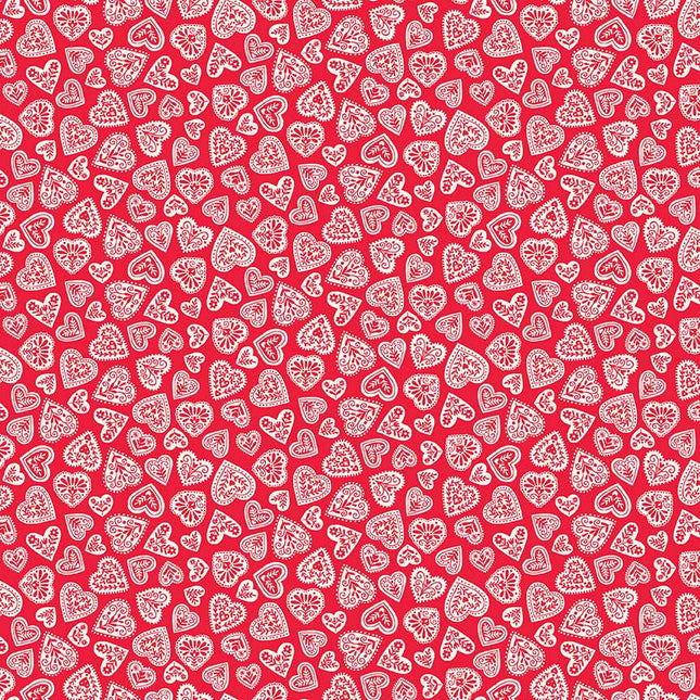 Makower Scandi 25 | Hearts | Red