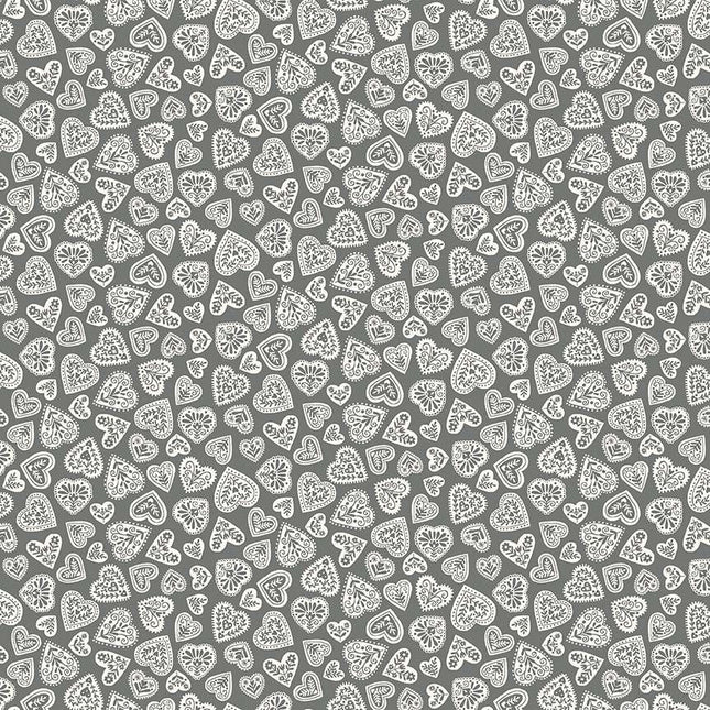 Makower Scandi 25 | Hearts | Grey