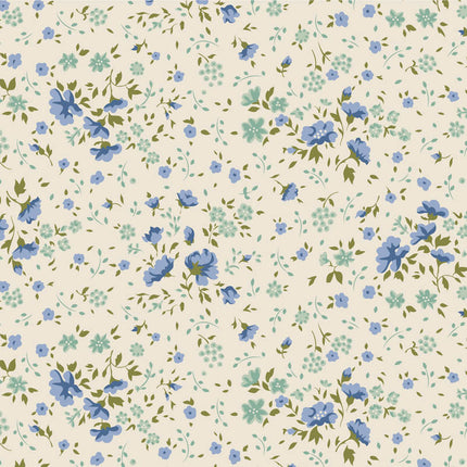 Tissu Tilda 274 cm de large pour le dos du quilt | Ellie | Bleu sarcelle PRÉCOMMANDE OCTOBRE