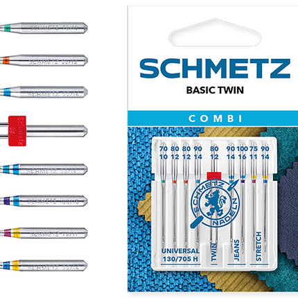 Schmetz | Sewing Machine Needles | Combi Twin Assorted Universal, Denim and Stretch