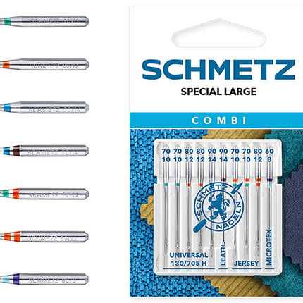 Schmetz | Sewing Machine Needles | Combi Special Top-stitch, Universal, Jeans, Microtex and Stretch