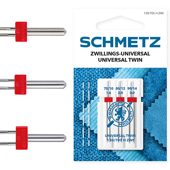 Schmetz | Sewing Machine Needles | Universal Twin Assorted 75(11)-90(14)