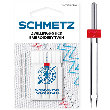 Schmetz | Sewing Machine Needles | Embroidery Twin 75(11) 2.0mm