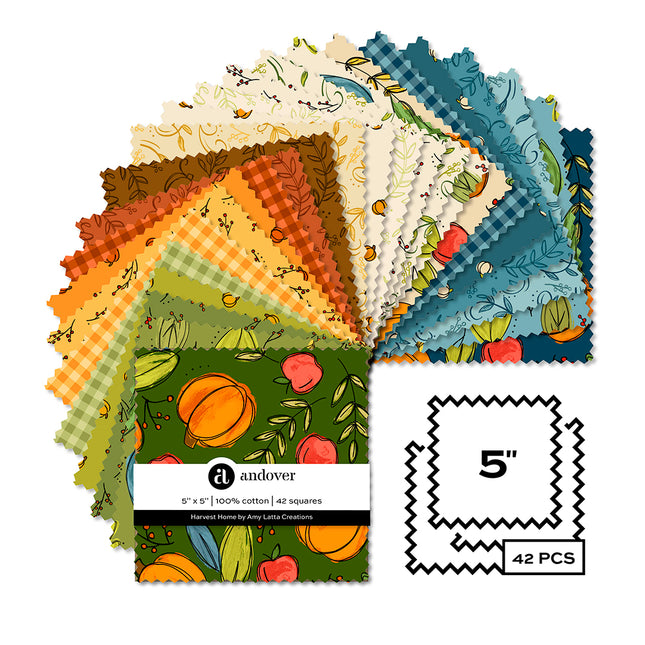 Makower | Harvest Home | 5'' Charm Pack