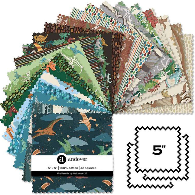 Makower | Prehistoric | 5'' Charm Pack