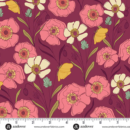 Makower | Meadow Walk | Poppies Meadow | Raspberry