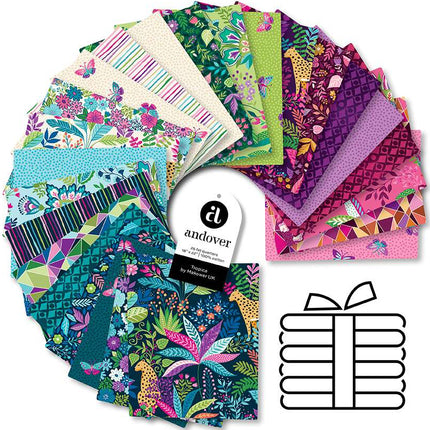 Makower | Tropica | Lot de 25 coupons de tissu