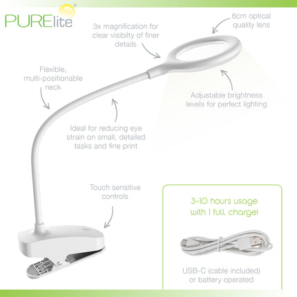 Purelite | Ultra-Bright Magnifying Light | Ray Clip-On