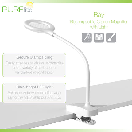 Purelite | Ultra-Bright Magnifying Light | Ray Clip-On