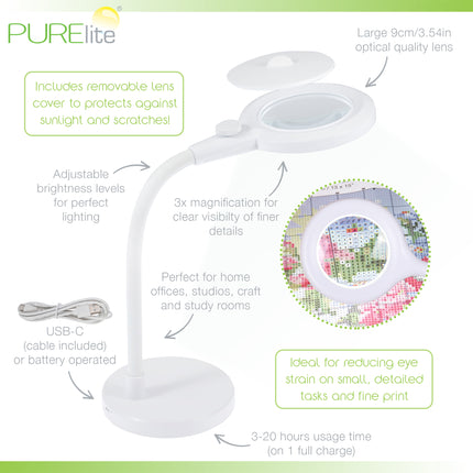 Purelite | Ultra-Bright Magnifying Light | Aura Table Lamp