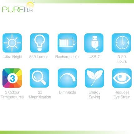 Purelite | Ultra-Bright Magnifying Light | Aura Table Lamp