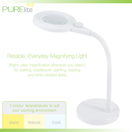 Purelite | Ultra-Bright Magnifying Light | Aura Table Lamp