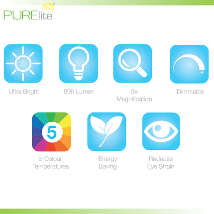 Purelite | Ultra-Bright Magnifying Lamp | Apollo 3-in-1