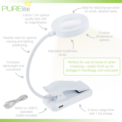 Purelite | Ultra-Bright Magnifying Light | Vue Clip-On