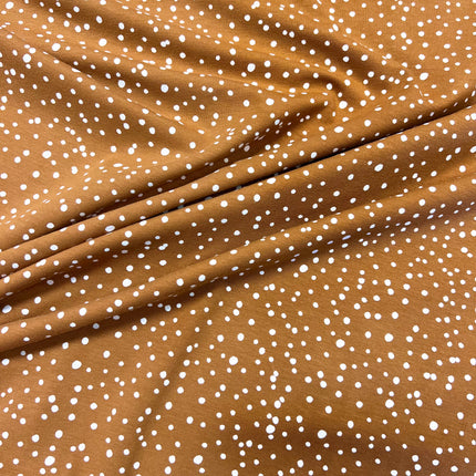 Ink Dots Cotton Jersey - Caramel - Hollies Haberdashery UK