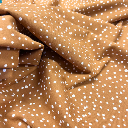 Ink Dots Cotton Jersey - Caramel - Hollies Haberdashery UK