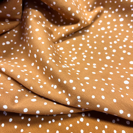 Ink Dots Cotton Jersey - Caramel - Hollies Haberdashery UK