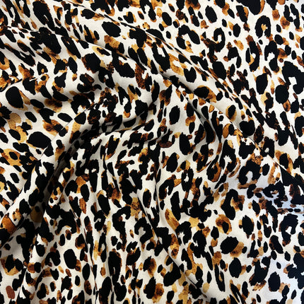 *NEW* Leopard Viscose - Ecru - Hollies Haberdashery UK
