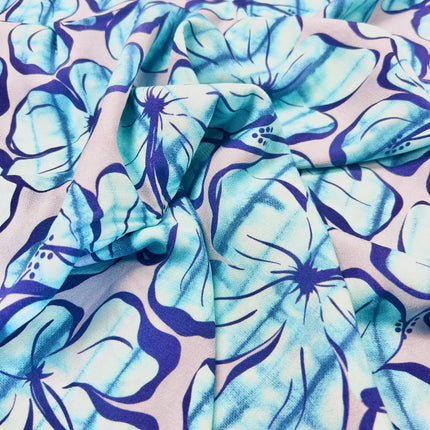 *NEW* Moroccan Flower Viscose Crepe - Sky - Hollies Haberdashery UK