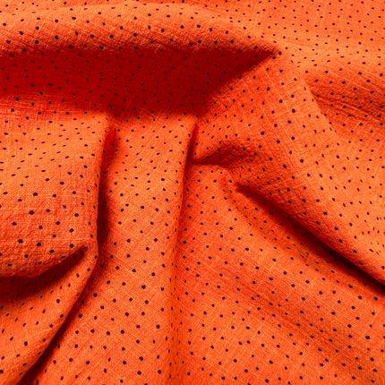 *NEW* Dotty Slub Washed Cotton | Pumpkin - Hollies Haberdashery UK