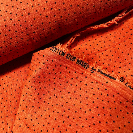 *NEW* Dotty Slub Washed Cotton | Pumpkin - Hollies Haberdashery UK