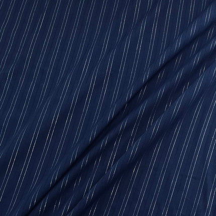 Cable Stripe | Embroidered Cotton | Navy Lurex - Hollies Haberdashery