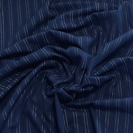 Cable Stripe | Embroidered Cotton | Navy Lurex - Hollies Haberdashery