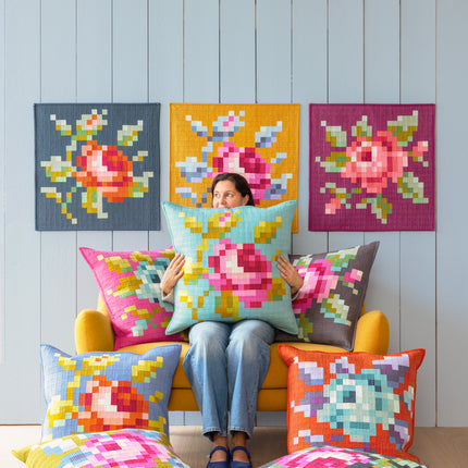 Tilda | Kit de Coussin à Broder Rose de Jardin | Moutarde