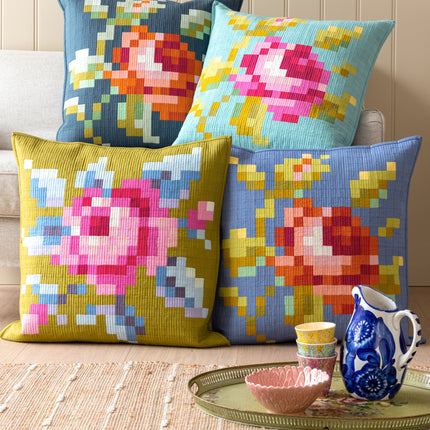 Tilda | Kit de Coussin à Broder Rose de Jardin | Moutarde