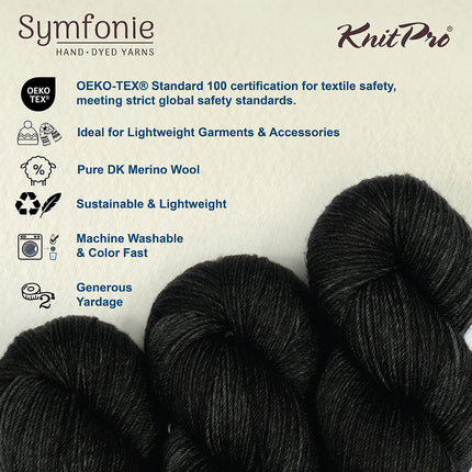 KnitPro Symfonie Yarns | Viva | DK | Black Pepper 1019