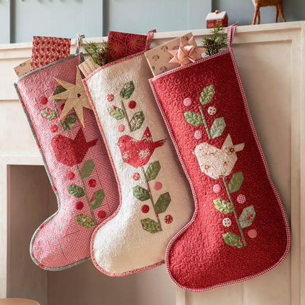 Tilda Merry Little Christmas | Winter Birds Christmas Stocking Kit | Red Gingham