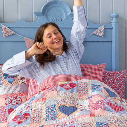 Tilda Village Life | Heart of the Village Quilt Kit | Blue/Burgundy PRE ORDER OCT