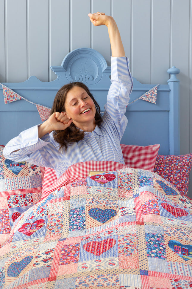 Tilda Village Life | Heart of the Village Quilt Kit | Blue/Burgundy PRE ORDER OCT