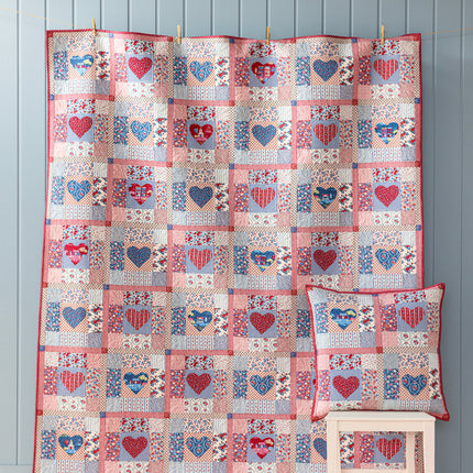 Tilda Village Life | Heart of the Village Quilt Kit | Blue/Burgundy PRE ORDER OCT