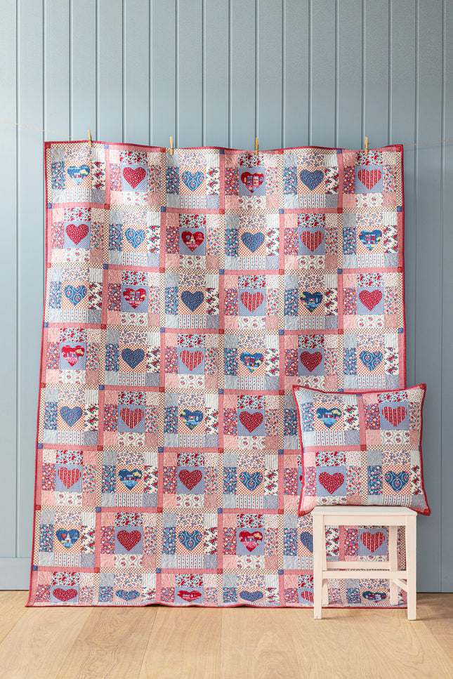 Tilda Village Life | Heart of the Village Quilt Kit | Blue/Burgundy PRE ORDER OCT