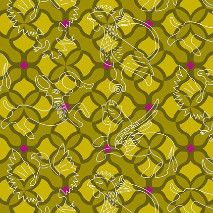 Alison Glass Fabric | Chrysanthemum | Folk | Pine - 875-V