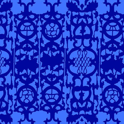 Alison Glass Fabric | Chrysanthemum | Iron | Cobalt - Hollies Haberdashery UK