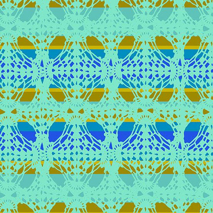 Alison Glass Fabric | Chrysanthemum | Lace | Mint - Hollies Haberdashery UK