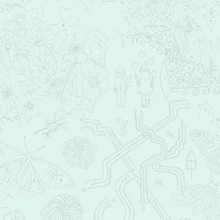 Alison Glass Fabric | Chrysanthemum | Sketch | Silver - 879-T