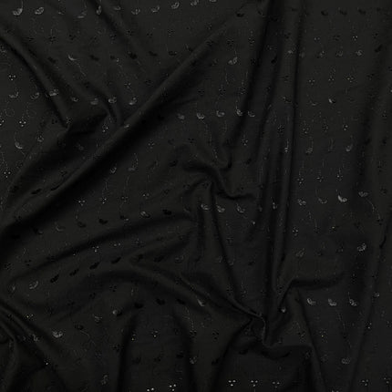 Broderie Anglaise | Embroidered Cotton | Black - Hollies Haberdashery UK