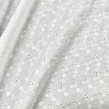 Broderie Anglaise | Embroidered Cotton | White - Hollies Haberdashery UK